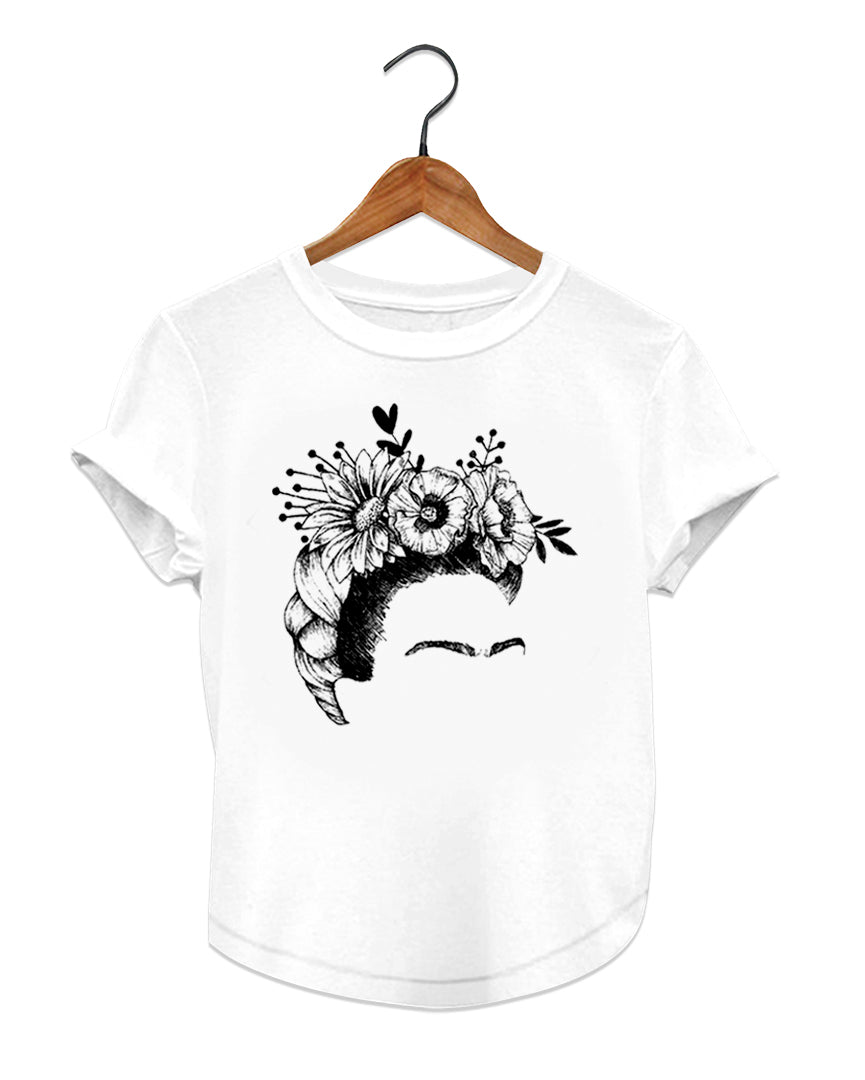 Frida Portrait Ink Outline Graphic T-Shirt