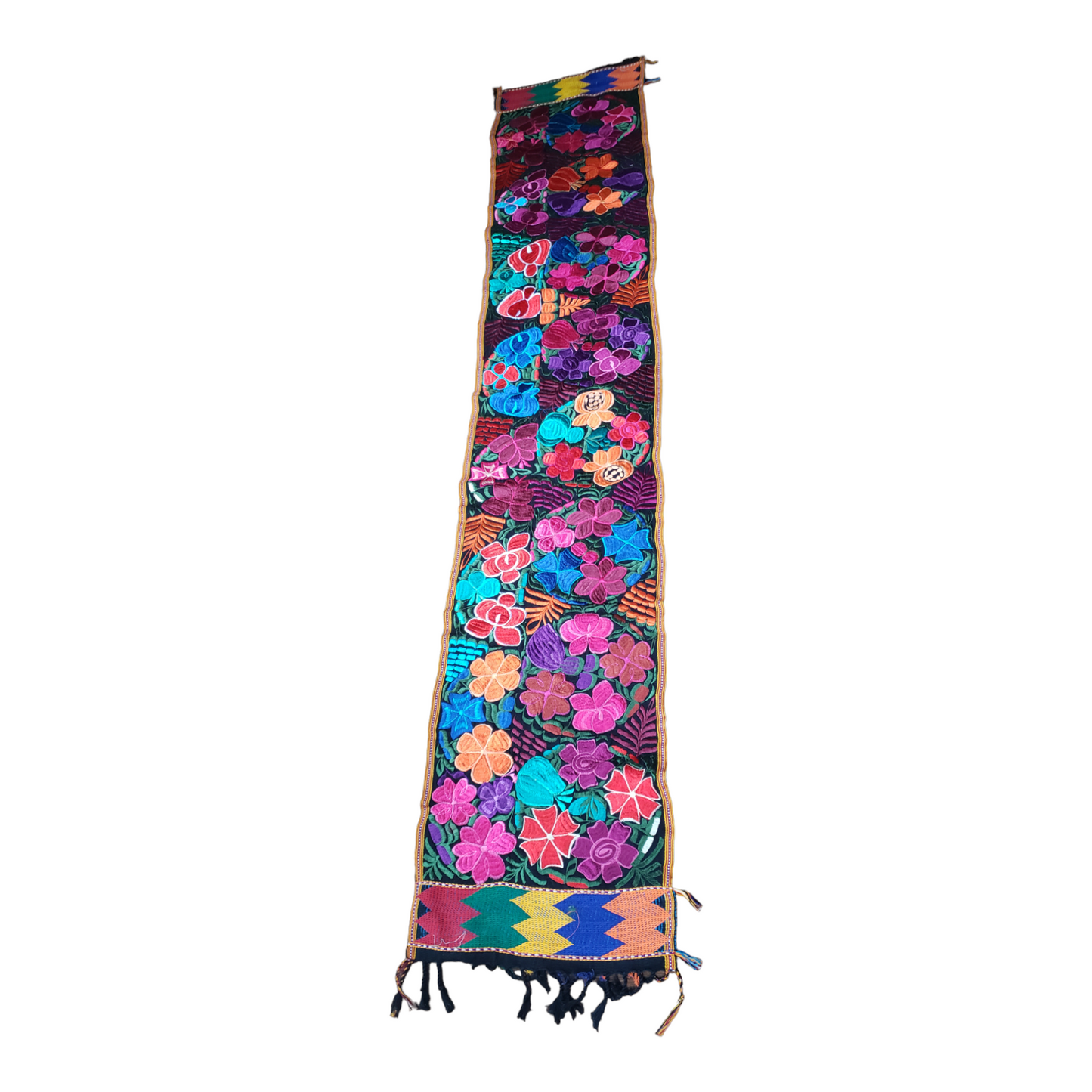 Mexican Floral Embroidered Table Runner Chiapas 90x17