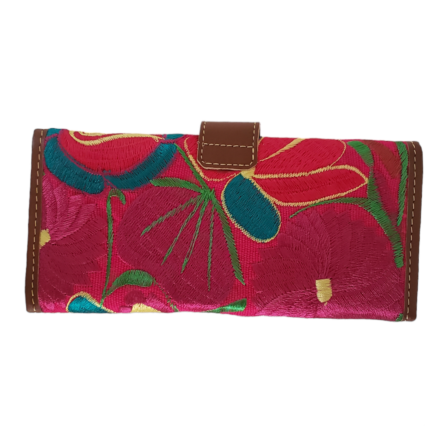 Handmade Embroidered Floral Wallet from Oaxaca