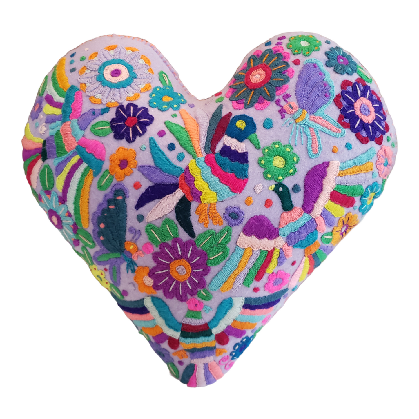 Large Heart Felt Embroidered Pillow