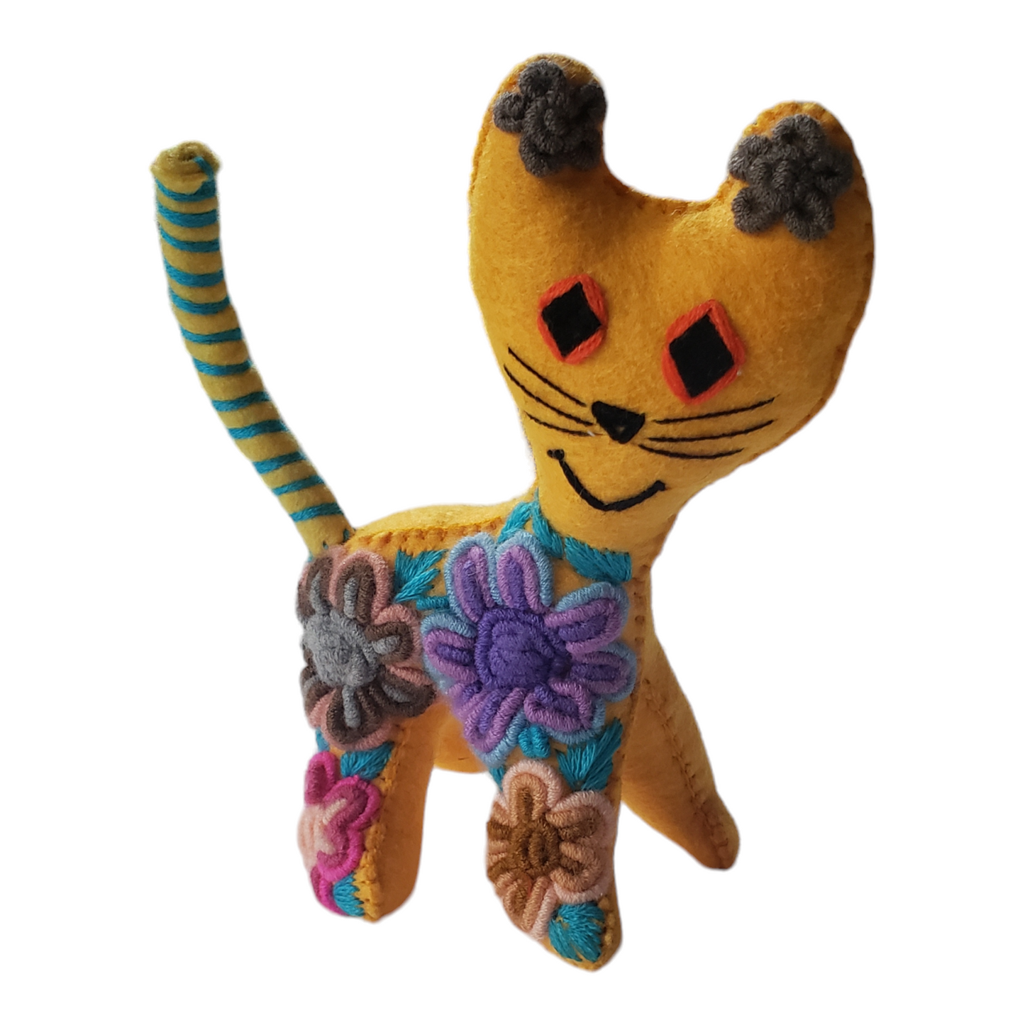 Medium Embroidered Cat Animalito from Chiapas Mexico