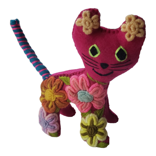 Medium Embroidered Cat Animalito from Chiapas Mexico
