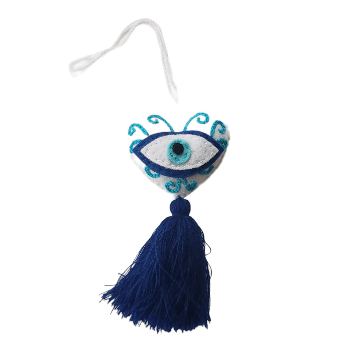 Evil Eye Embroidered Heart Ornament