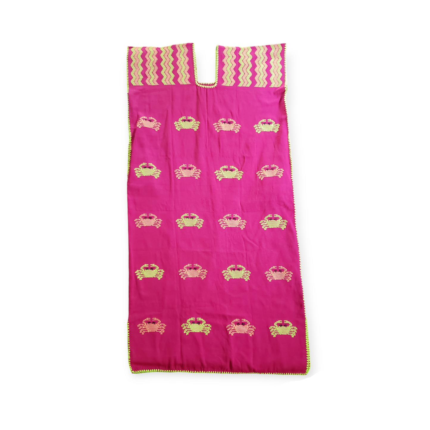 San Juan Colorado Huipil Kaftan - Pink with Crabs