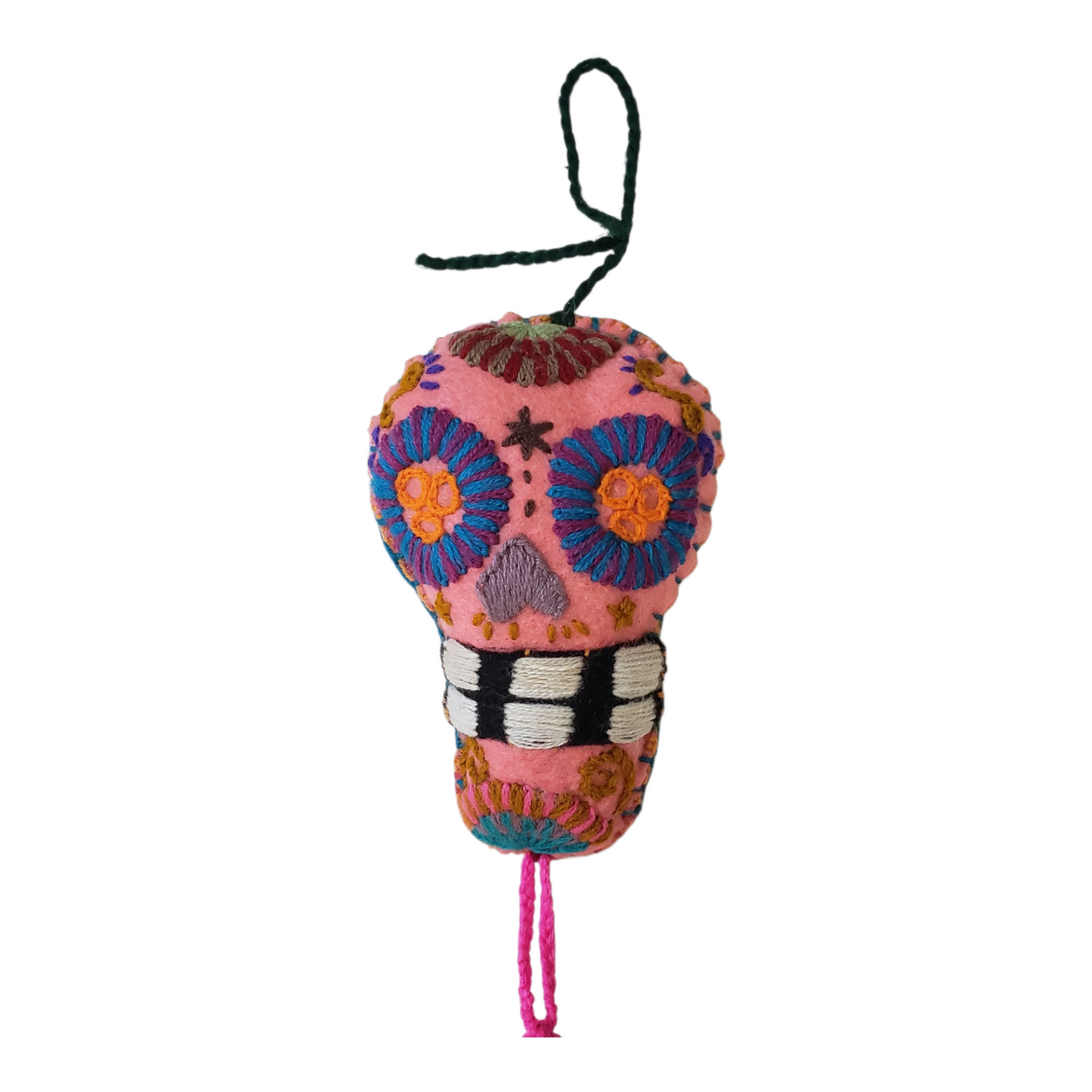 Dia de Muertos Skull Ornament with Tassel from Chiapas Mexico