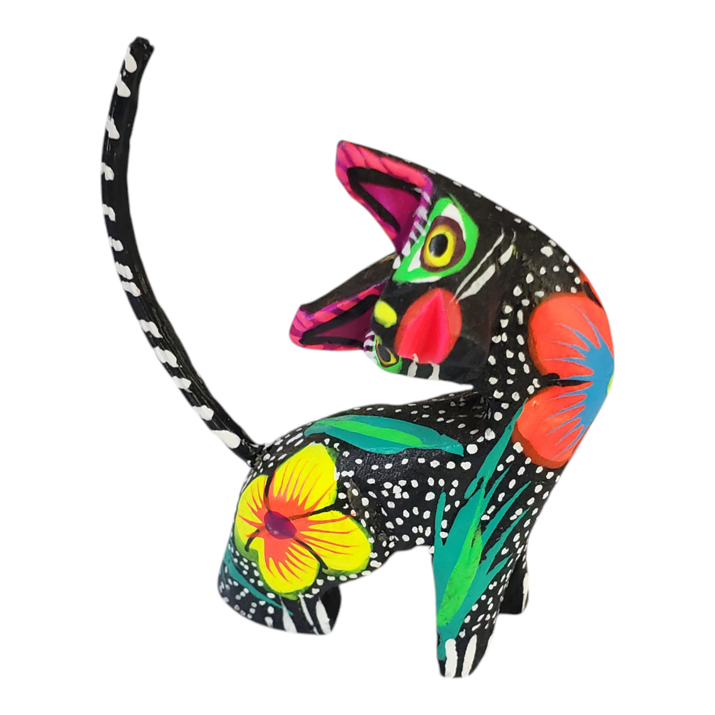 Oaxacan Alebrije Cat Mini Wood Carving Mexican Hand Painted