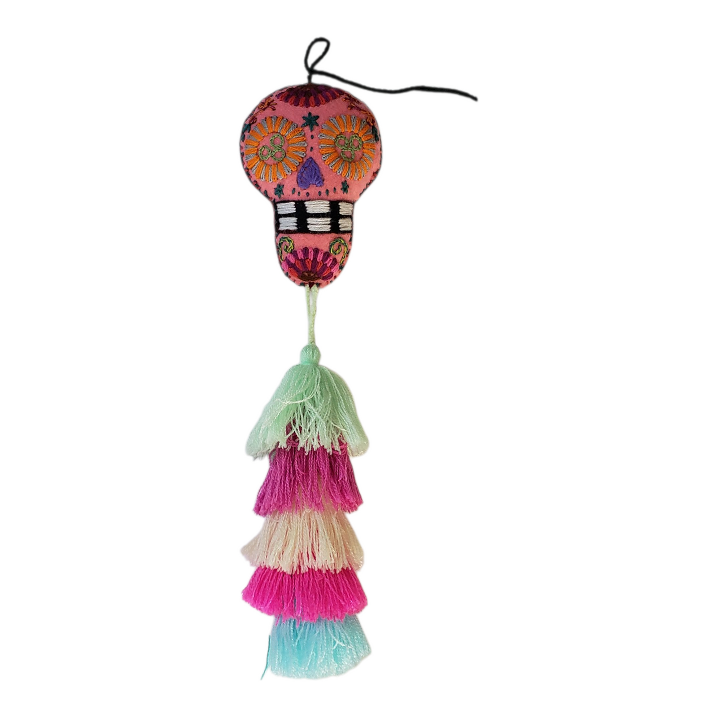Dia de Muertos Skull Ornament with Tassel from Chiapas Mexico