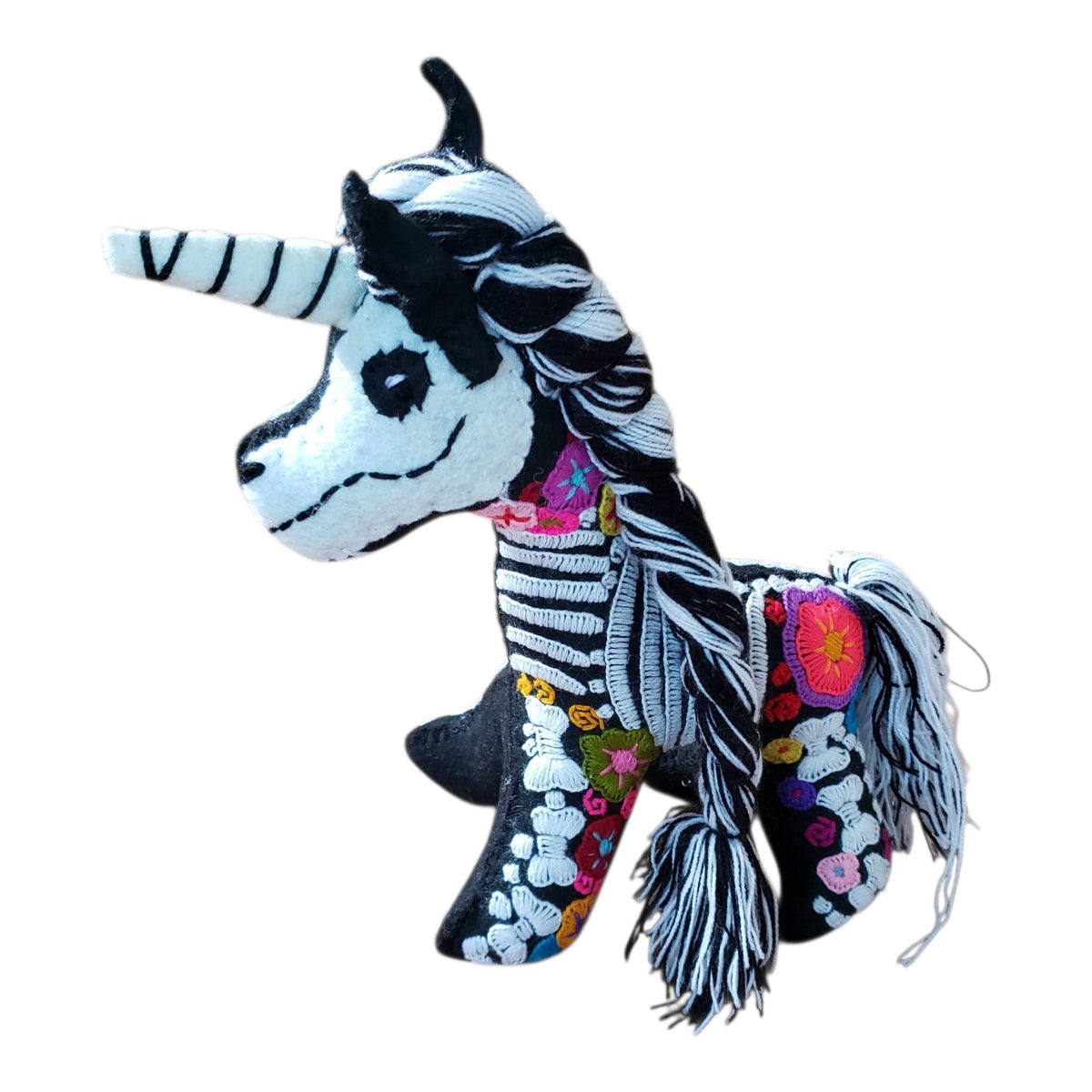 Dia de Muertos Felt Skeleton Sugar Skull Unicorn