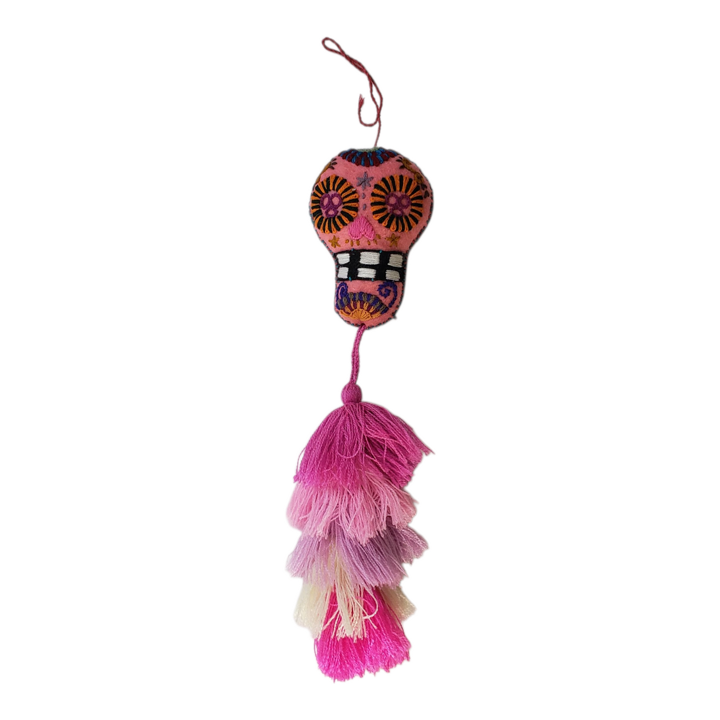 Dia de Muertos Skull Ornament with Tassel from Chiapas Mexico