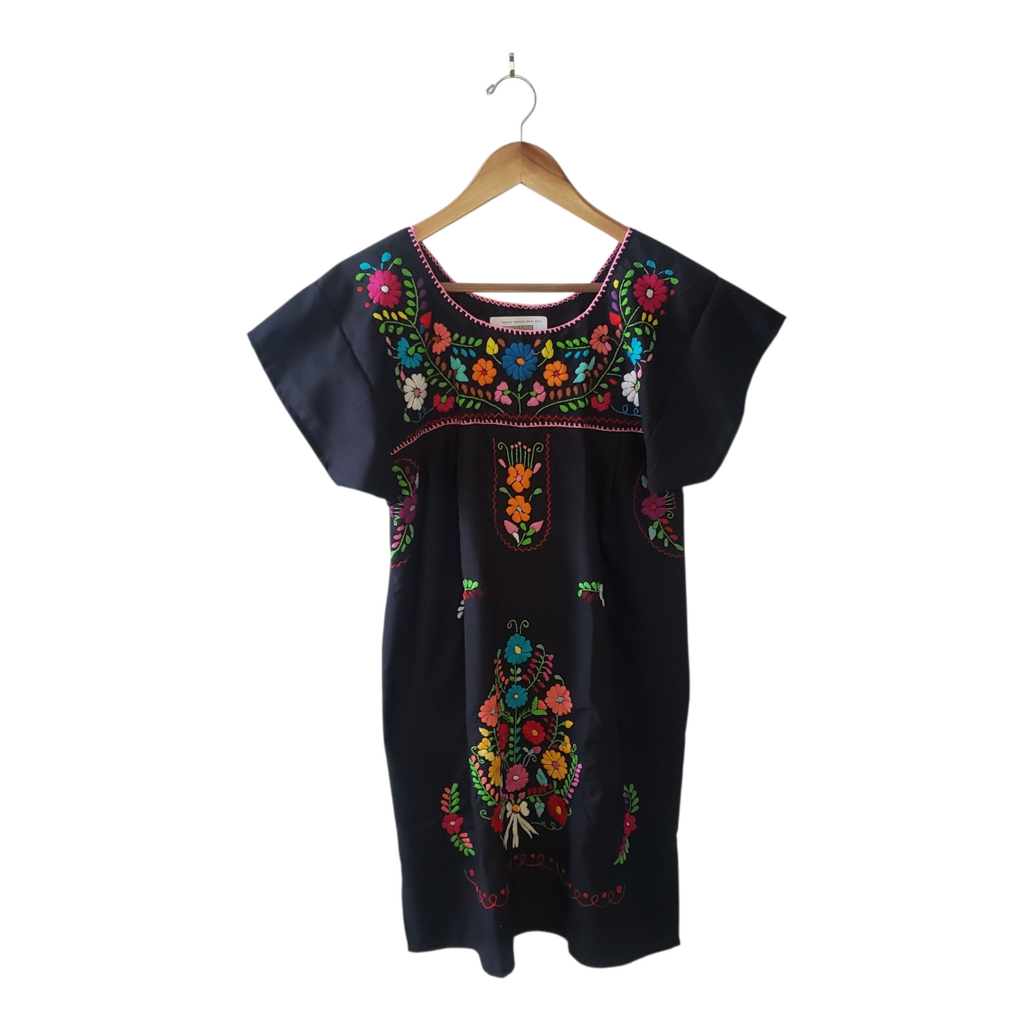Peasant Hand Embroidered Floral Mexican Dress