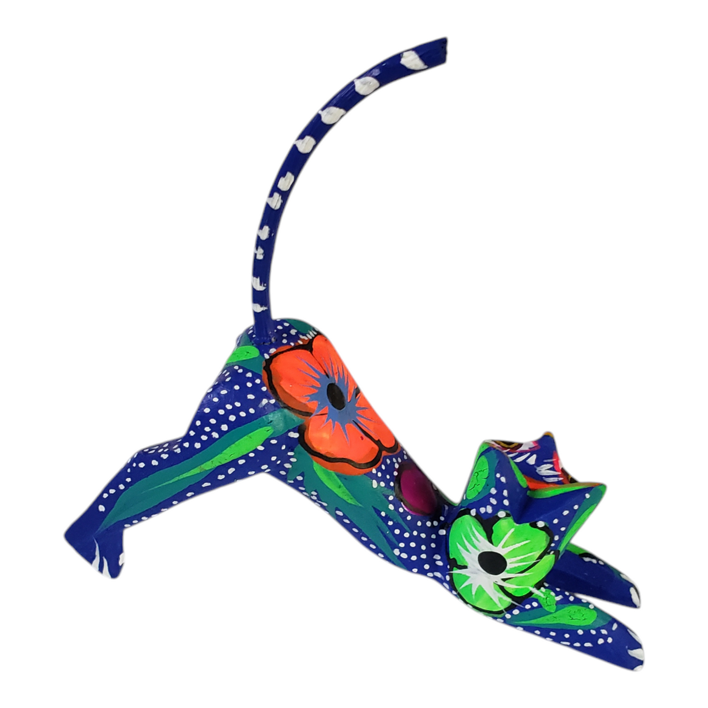 Oaxacan Alebrije Cat Mini Wood Carving Mexican Hand Painted
