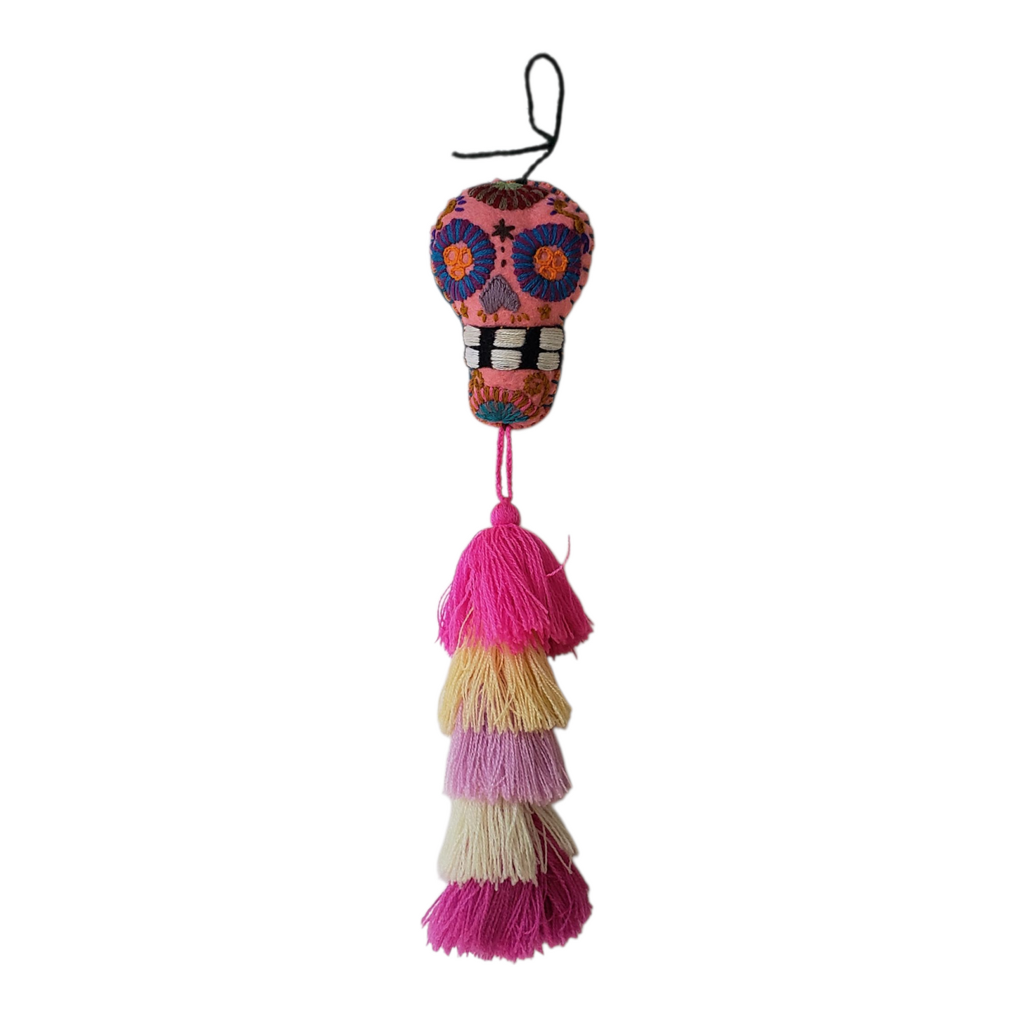 Dia de Muertos Skull Ornament with Tassel from Chiapas Mexico