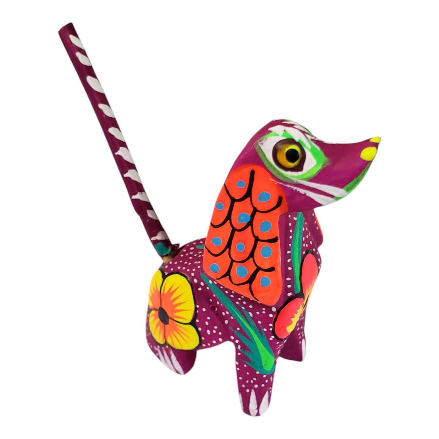 Mexican Alebrije Mini Dog Wood Carving Oaxaca Art Hand Painted