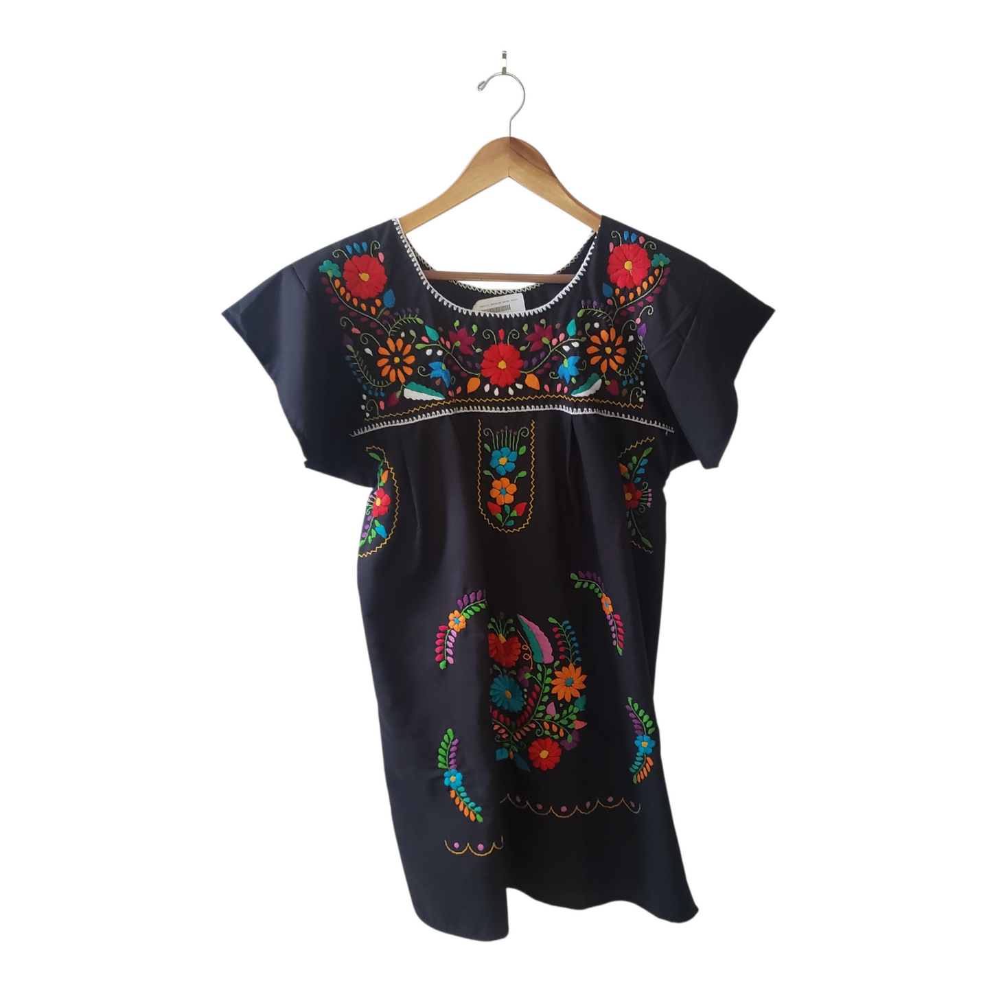 Peasant Hand Embroidered Floral Mexican Dress