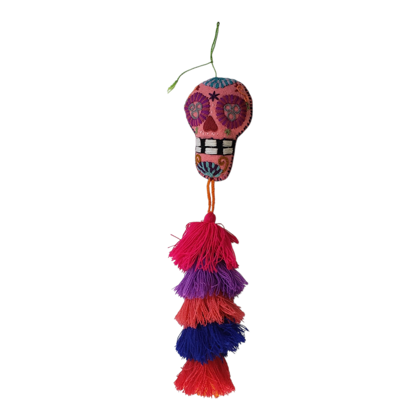 Dia de Muertos Skull Ornament with Tassel from Chiapas Mexico