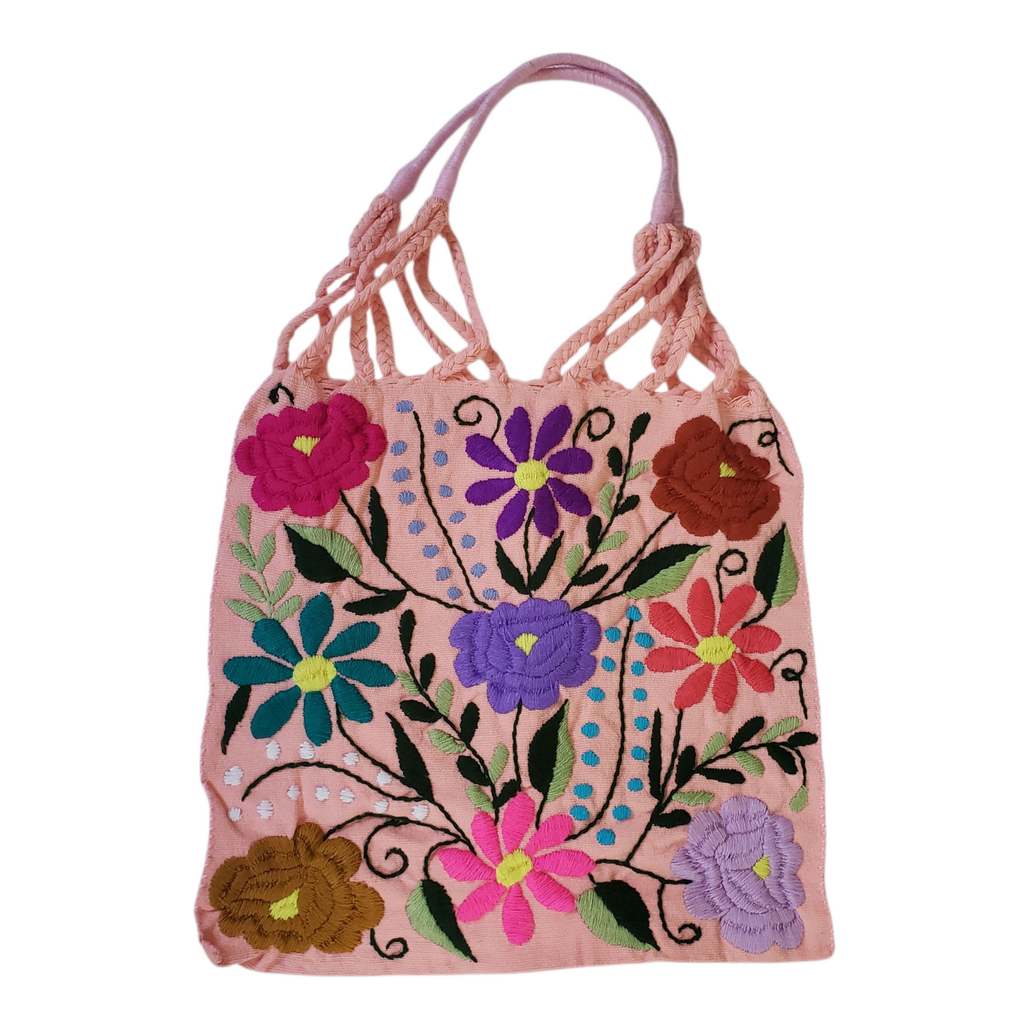 Embroidered Mexican Woven Tote Bag