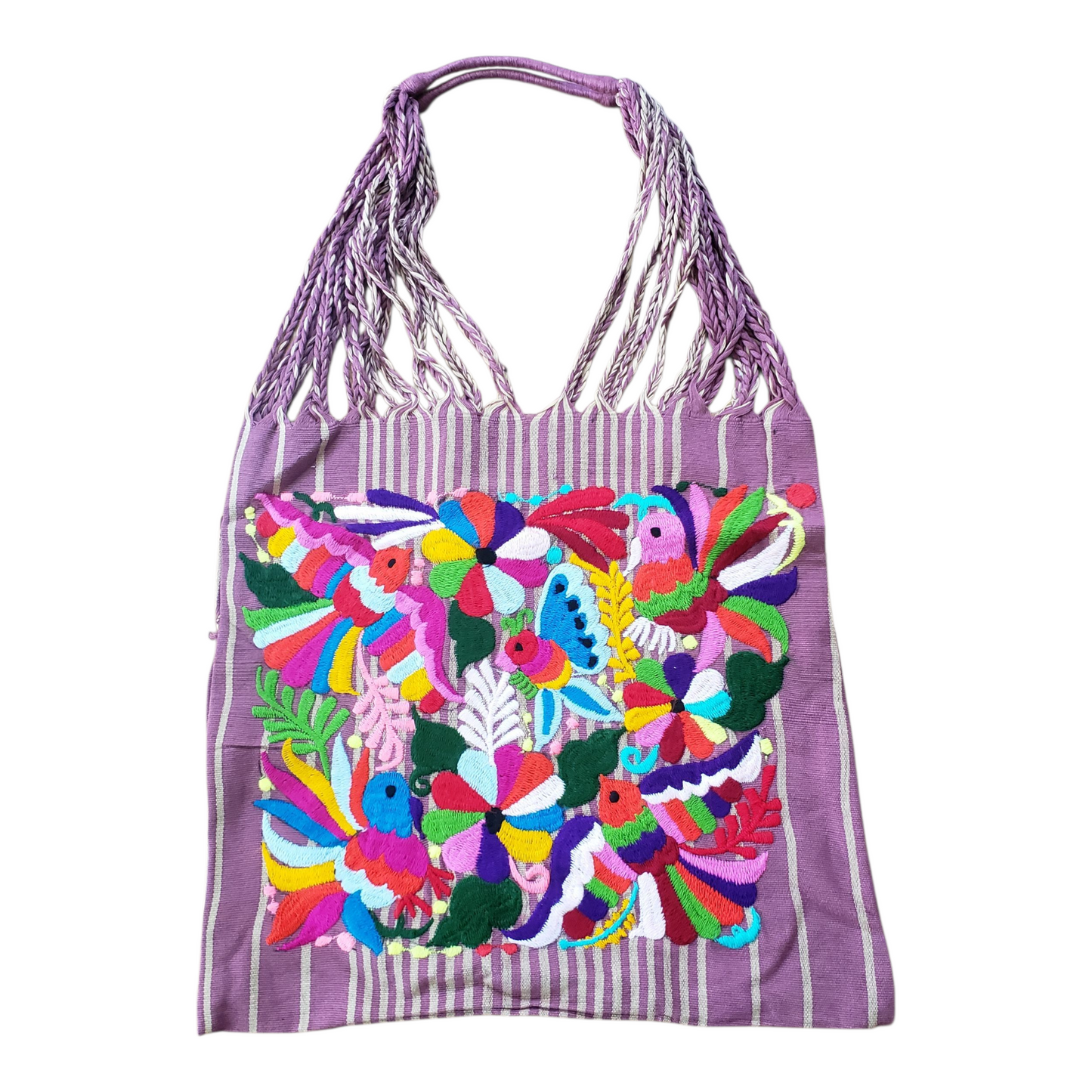 Embroidered Mexican Striped Hammock Bag Woven Tote Chiapas Women's Handmade