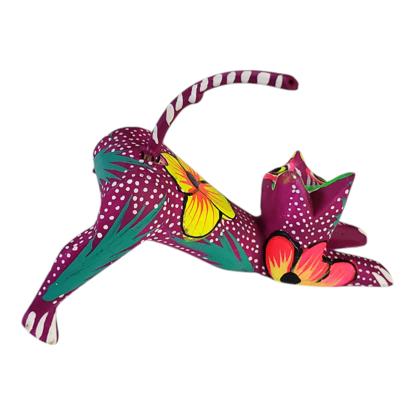 Oaxacan Alebrije Cat Mini Wood Carving Mexican Hand Painted