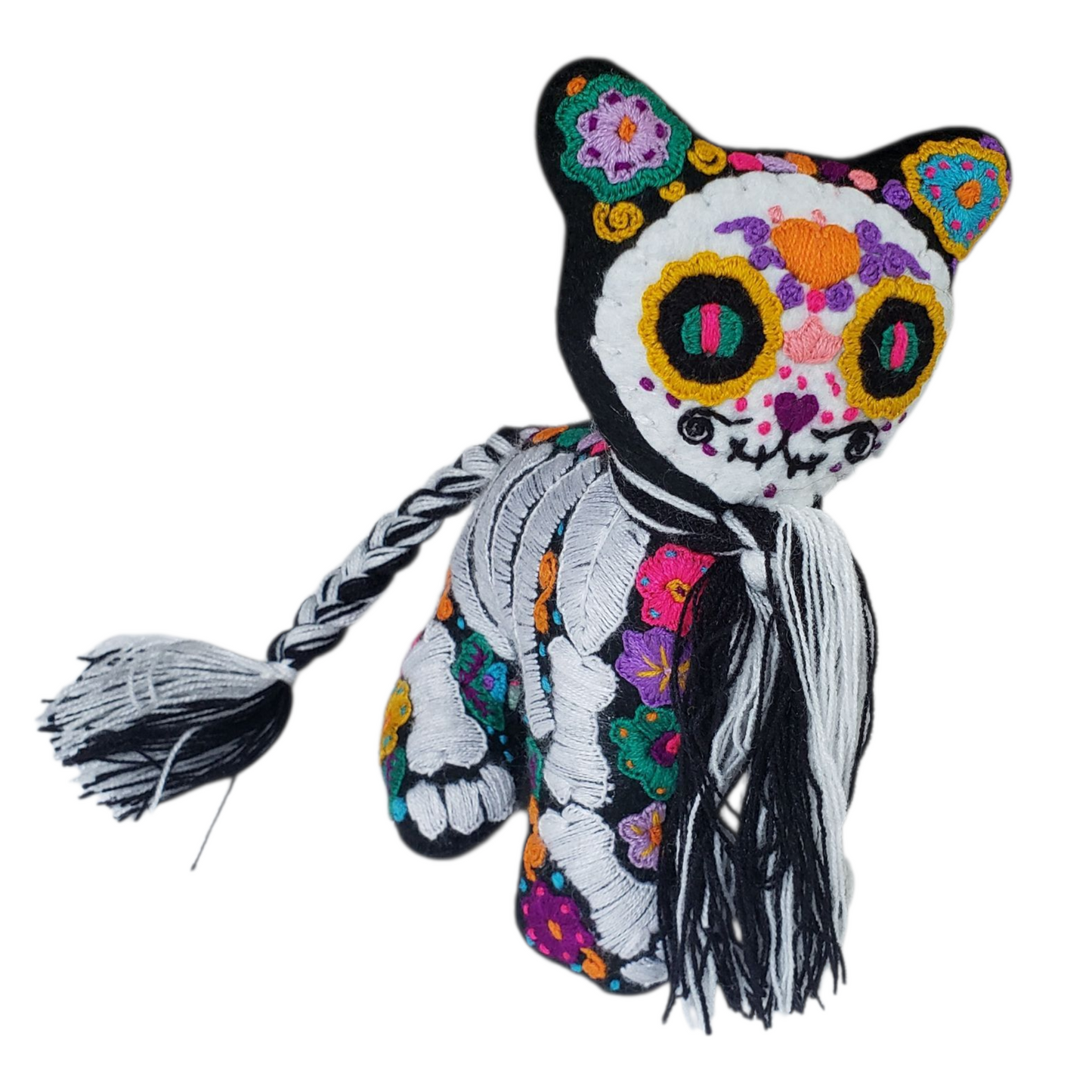 Dia de Muertos Felt Skeleton Sugar Skull Cat