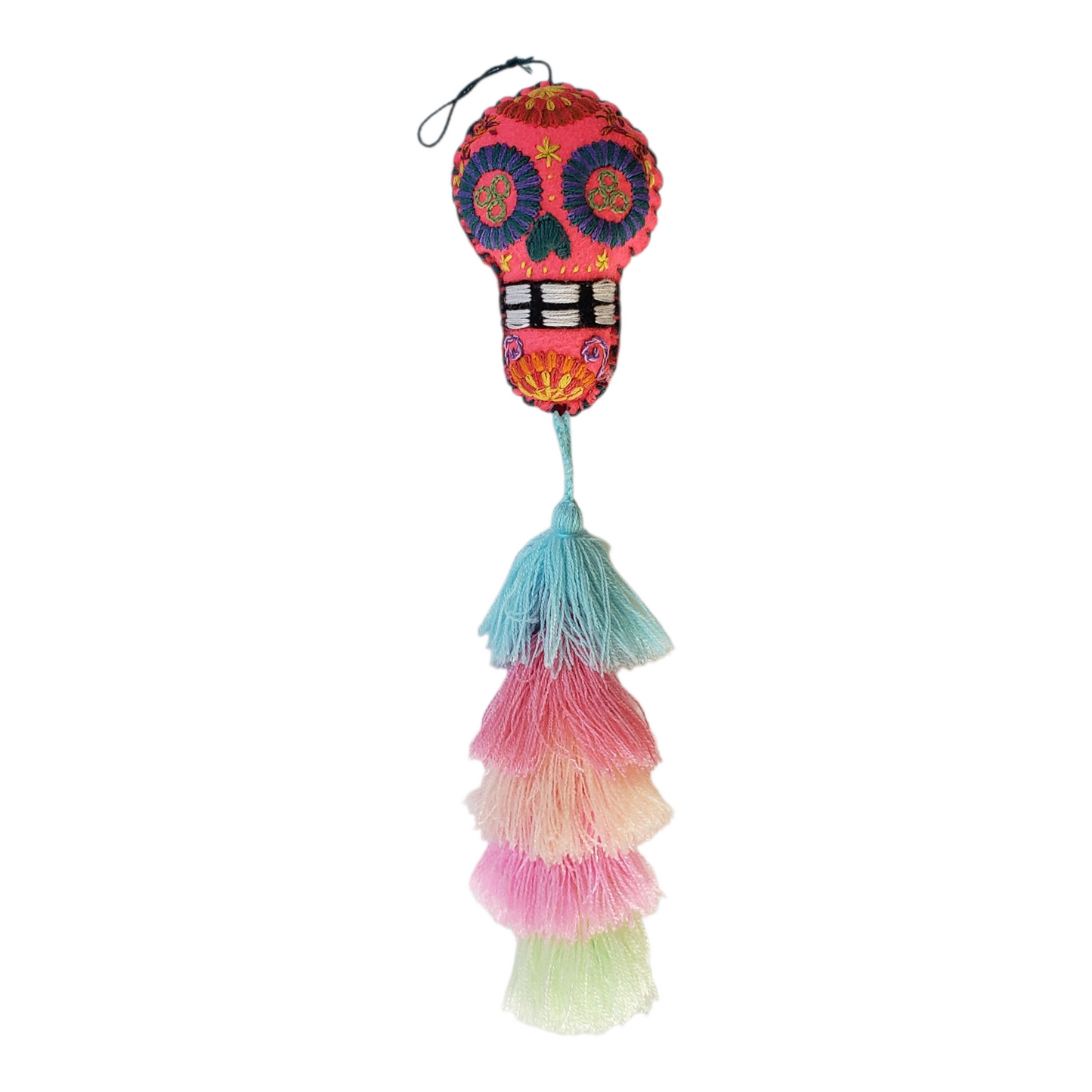 Dia de Muertos Skull Ornament with Tassel from Chiapas Mexico