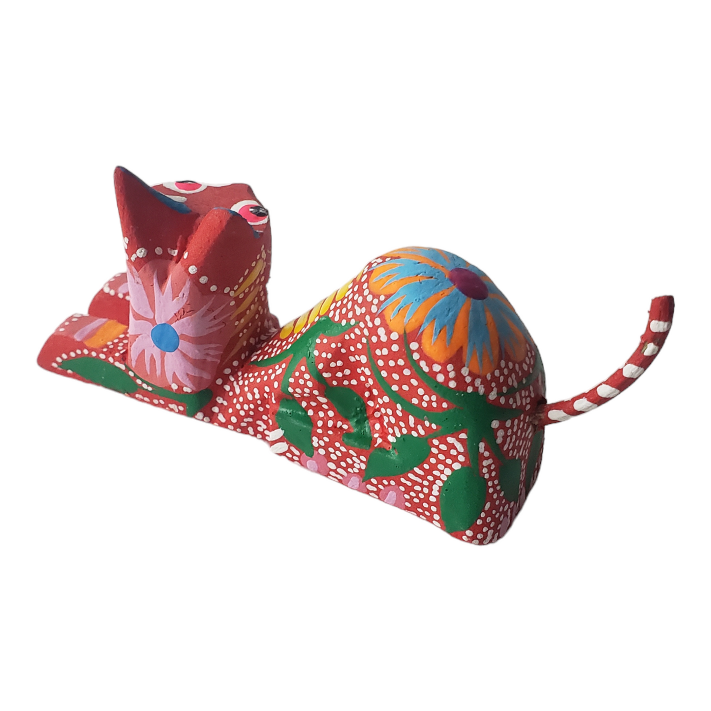 Oaxacan Alebrije Cat Mini Wood Carving Mexican Hand Painted