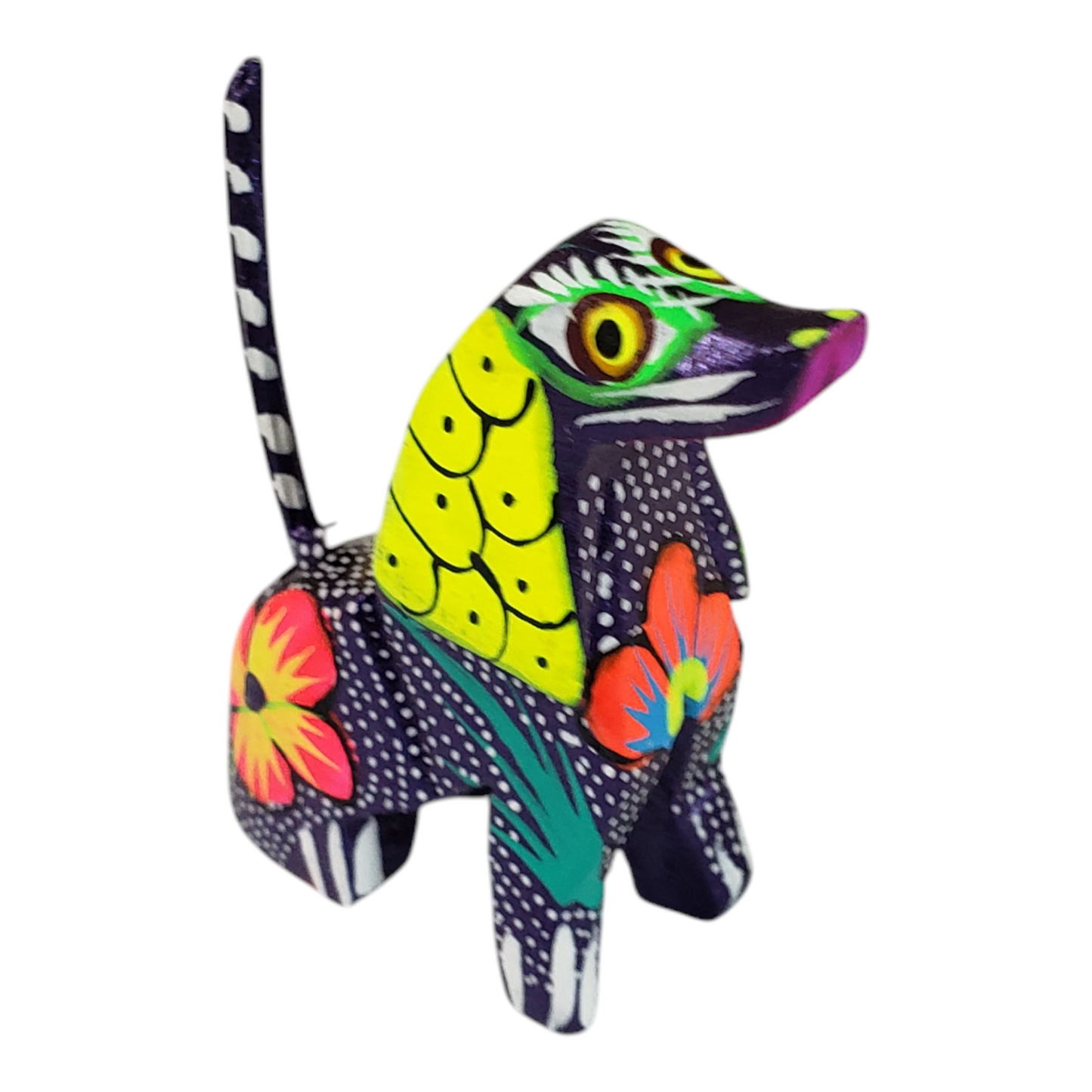 Mexican Alebrije Mini Dog Wood Carving Oaxaca Art Hand Painted