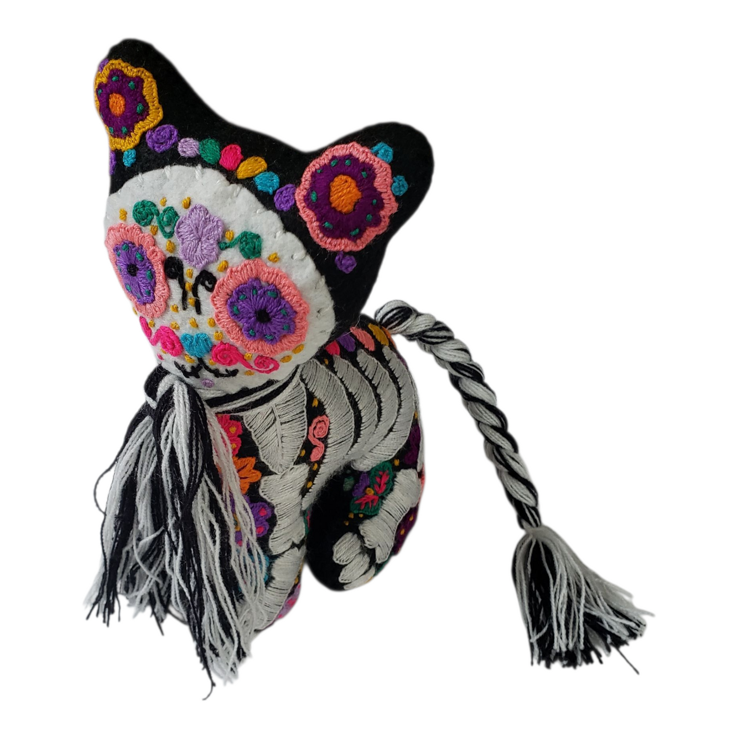 Dia de Muertos Felt Skeleton Sugar Skull Cat