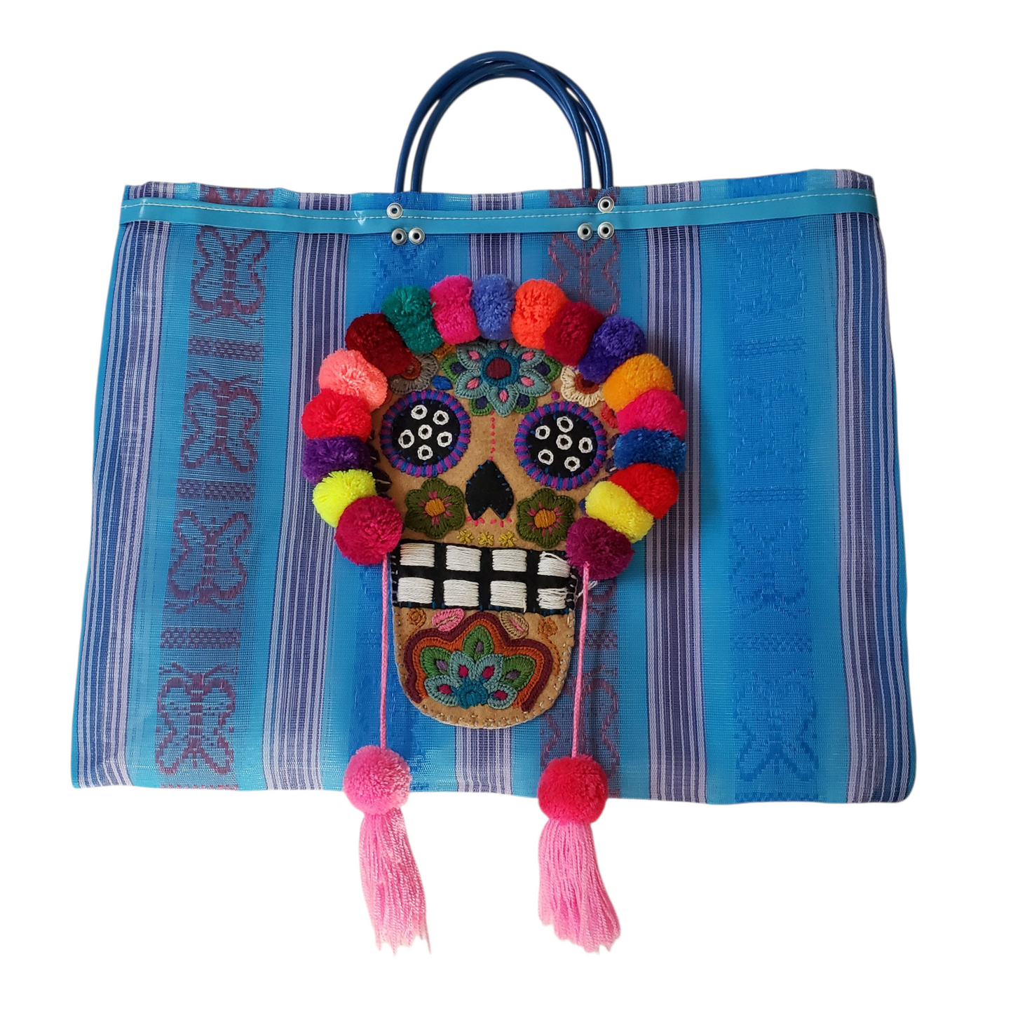 Sugar Skull Embroidered Market Tote Bag from Mexico