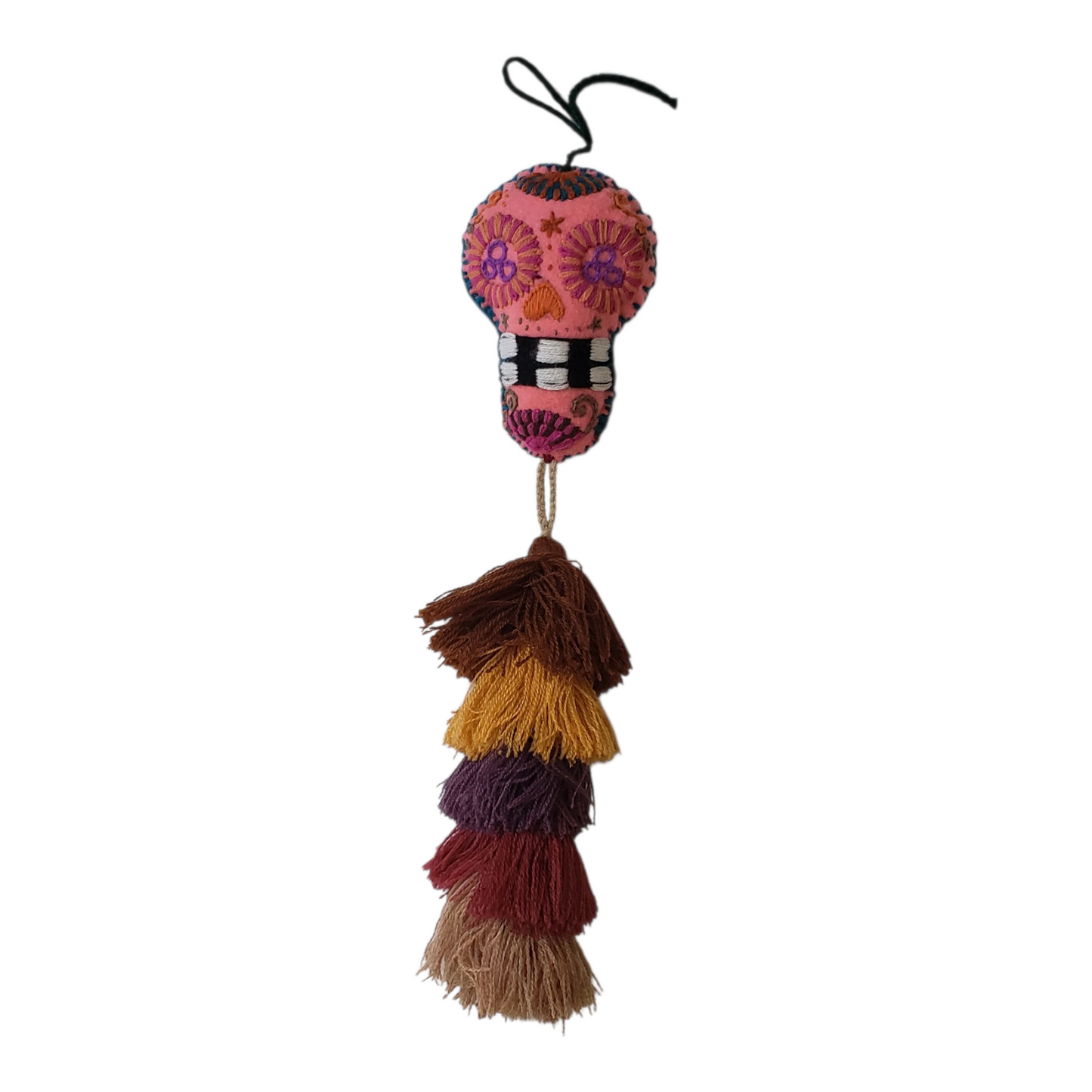 Dia de Muertos Skull Ornament with Tassel from Chiapas Mexico