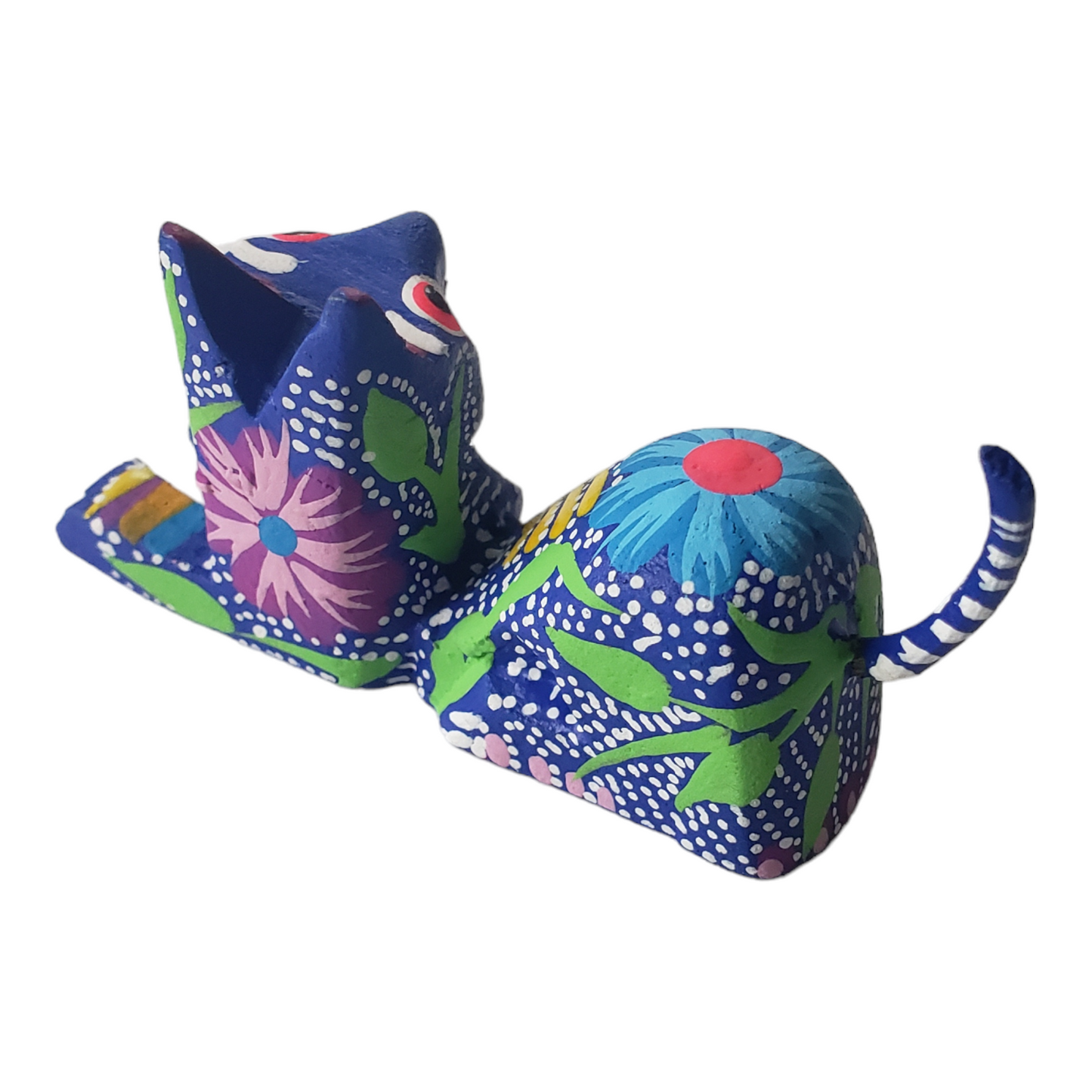 Oaxacan Alebrije Cat Mini Wood Carving Mexican Hand Painted