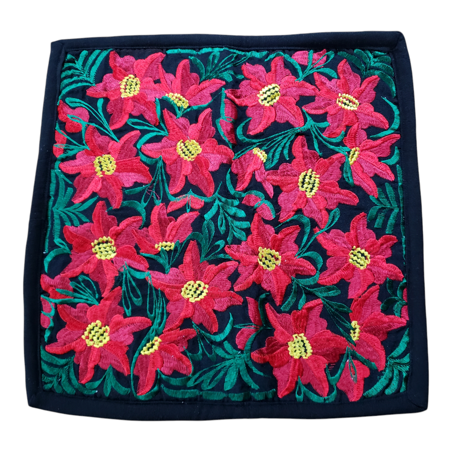 Christmas Pillow Cover Oaxaca Handmade Embroidered Poinsettia Noche Buena