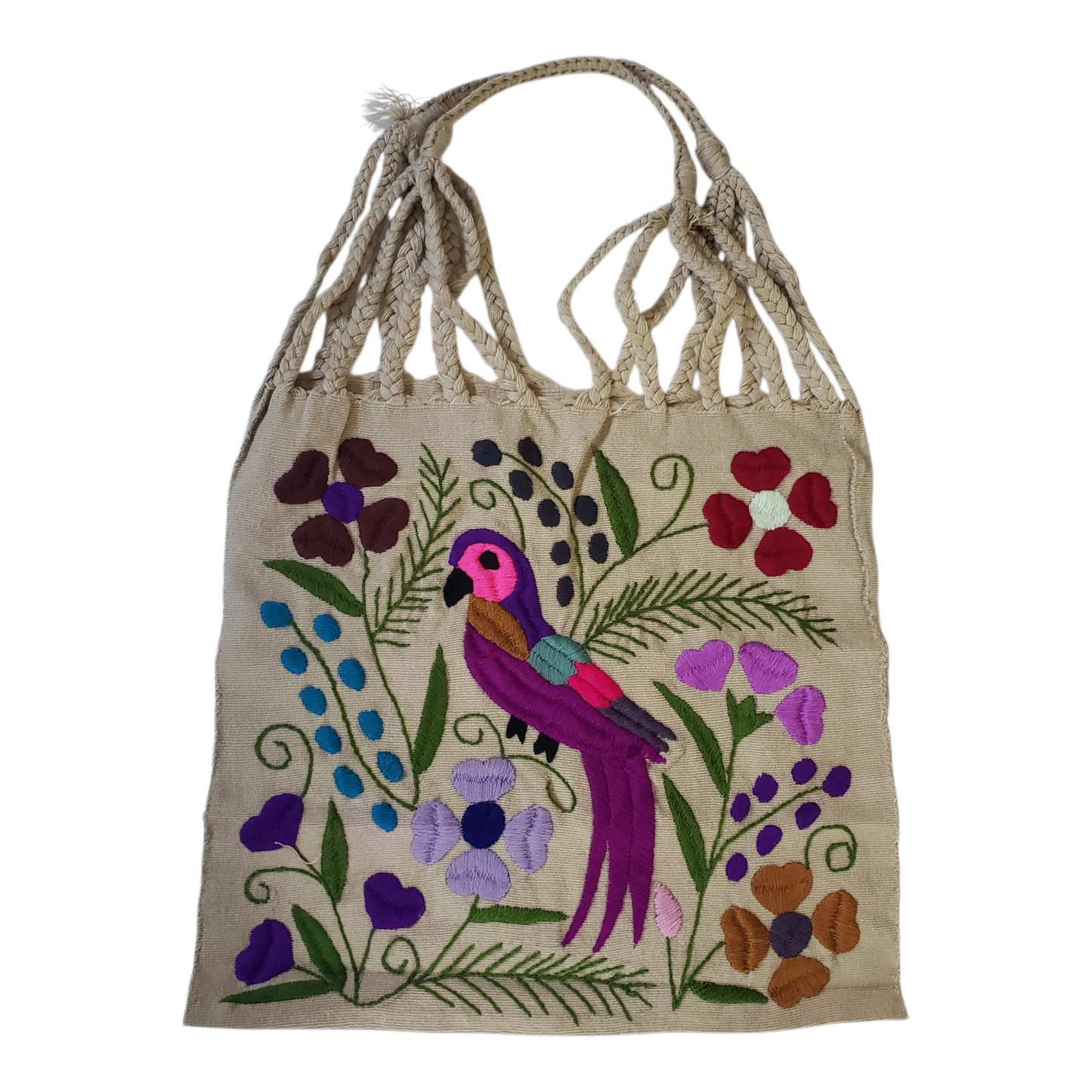 Embroidered Mexican Woven Tote Bag