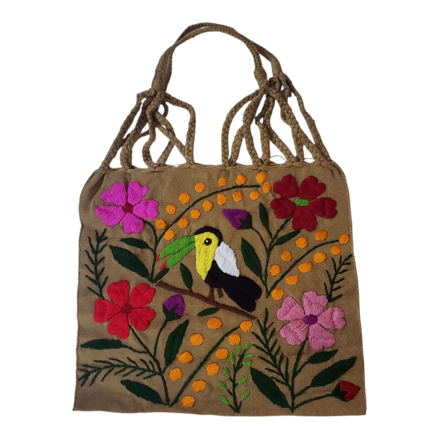 Embroidered Mexican Woven Tote Bag