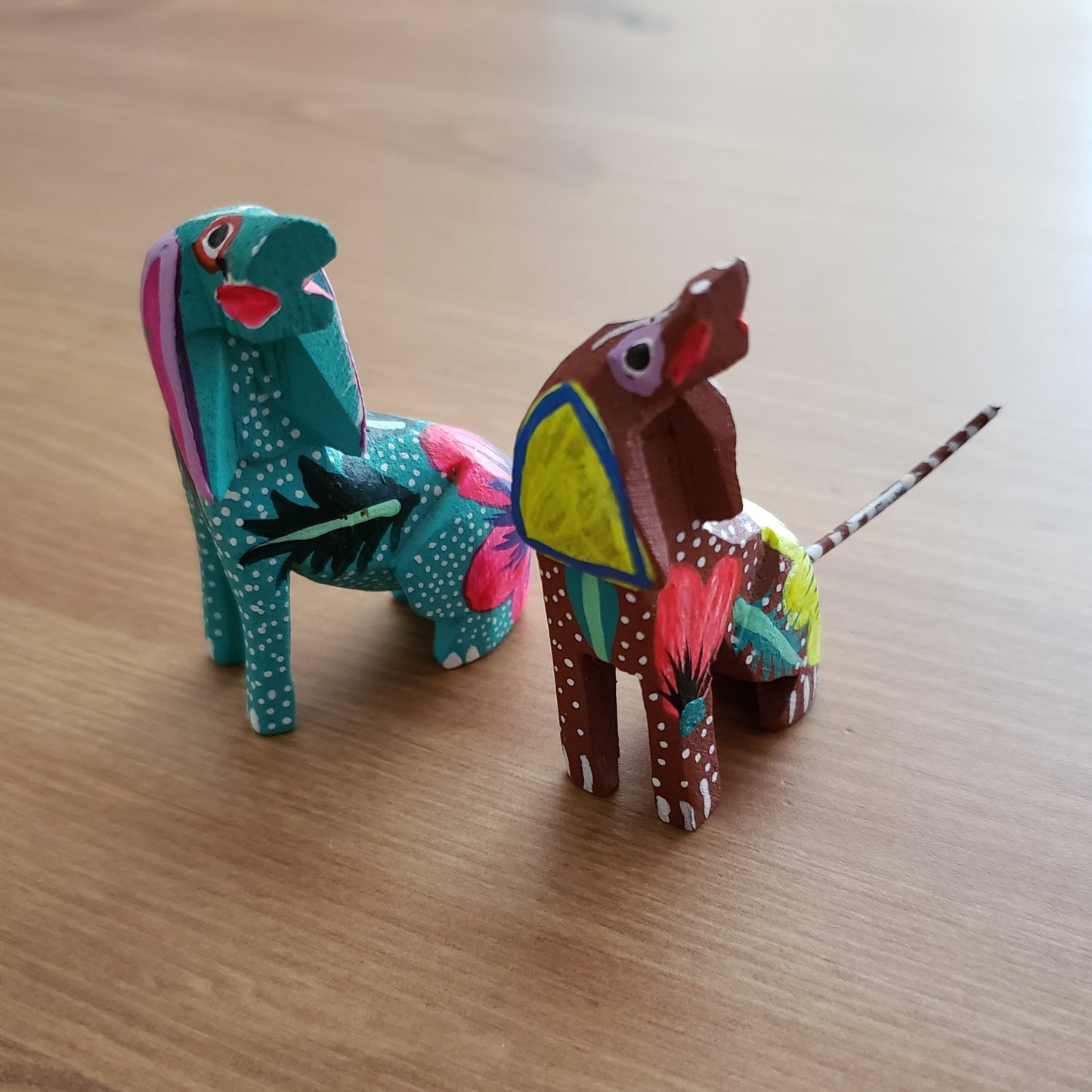 Colorful Dog Mini Alebrije Oaxacan Wood Carving Mexican Hand Painted - The Little Pueblo