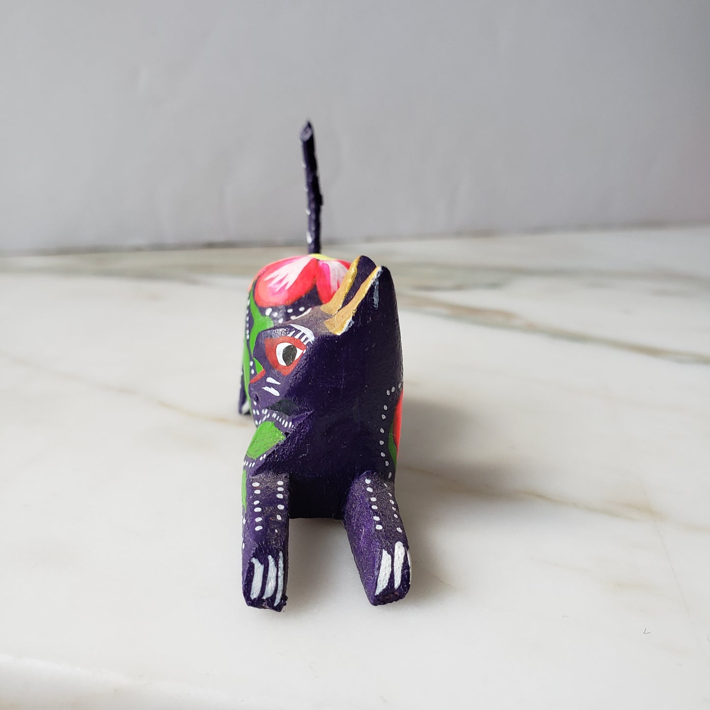 Oaxacan Alebrije Cat Mini Wood Carving Mexican Hand Painted - The Little Pueblo