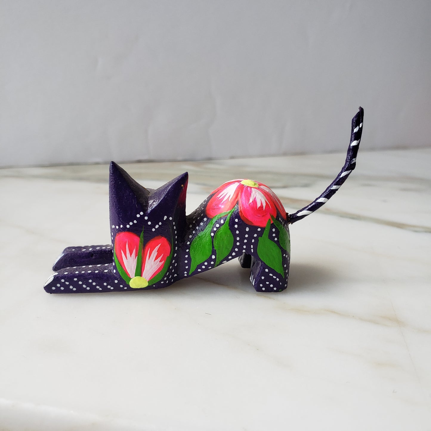 Oaxacan Alebrije Cat Mini Wood Carving Mexican Hand Painted - The Little Pueblo