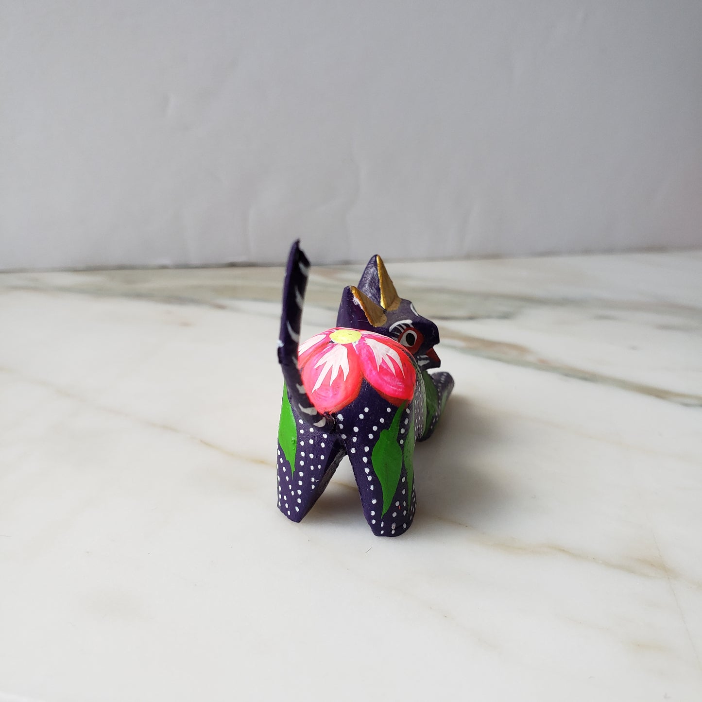 Oaxacan Alebrije Cat Mini Wood Carving Mexican Hand Painted - The Little Pueblo