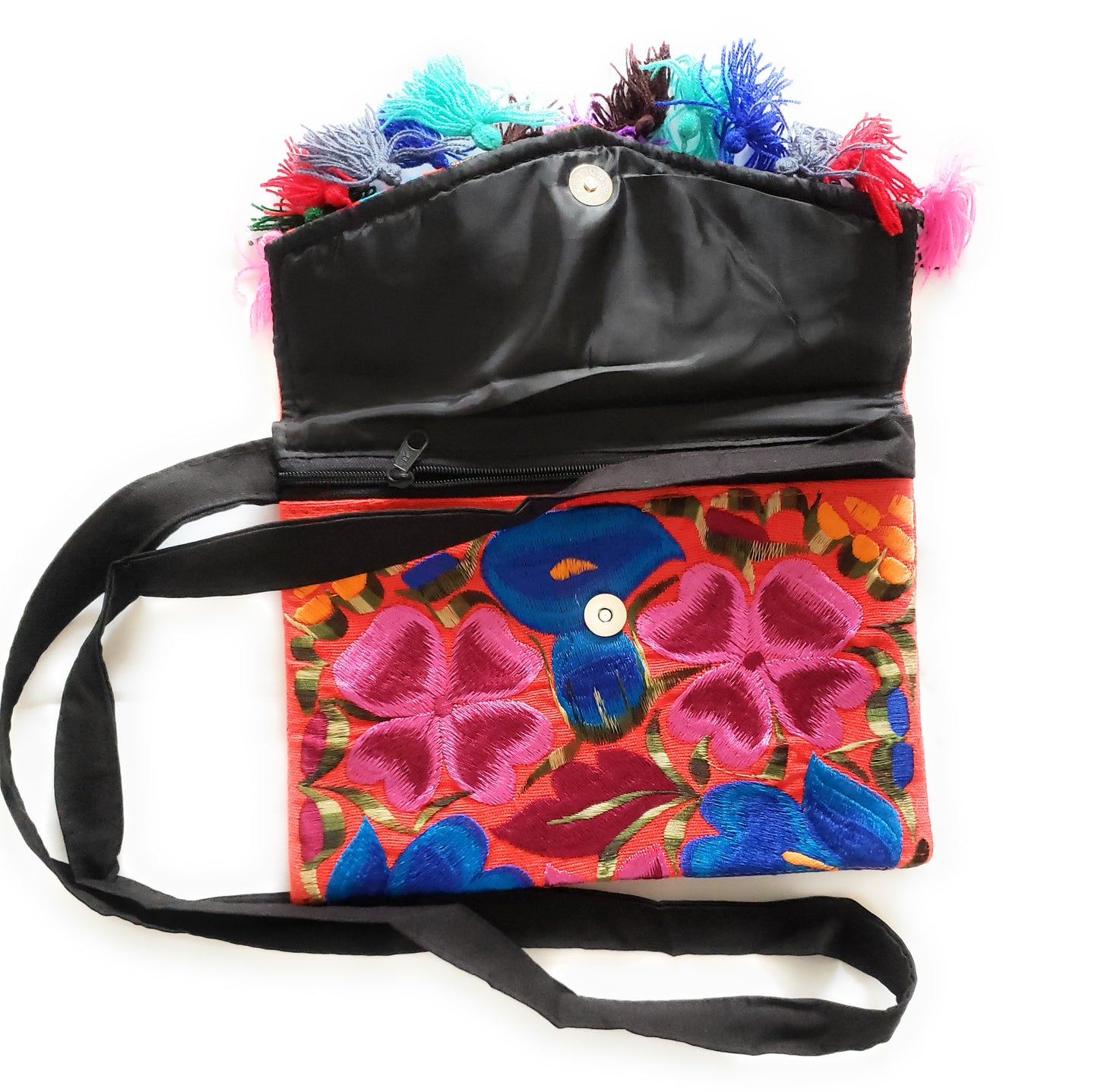 Mexican Embroidered Clutch Bag With Tassels Handmade Colorful - The Little Pueblo