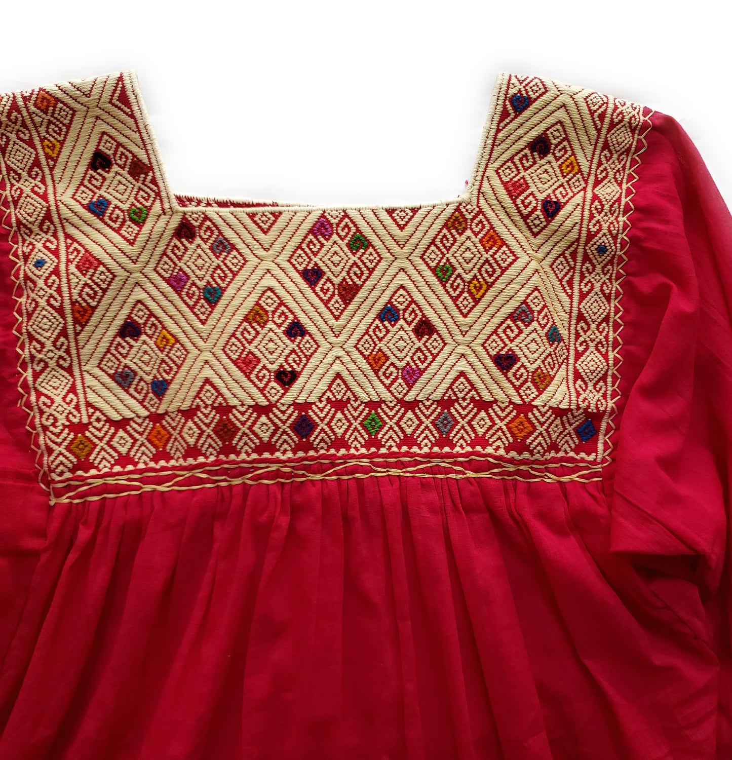 Mexican Traditional Embroidered Geometric Shirt top Mayan