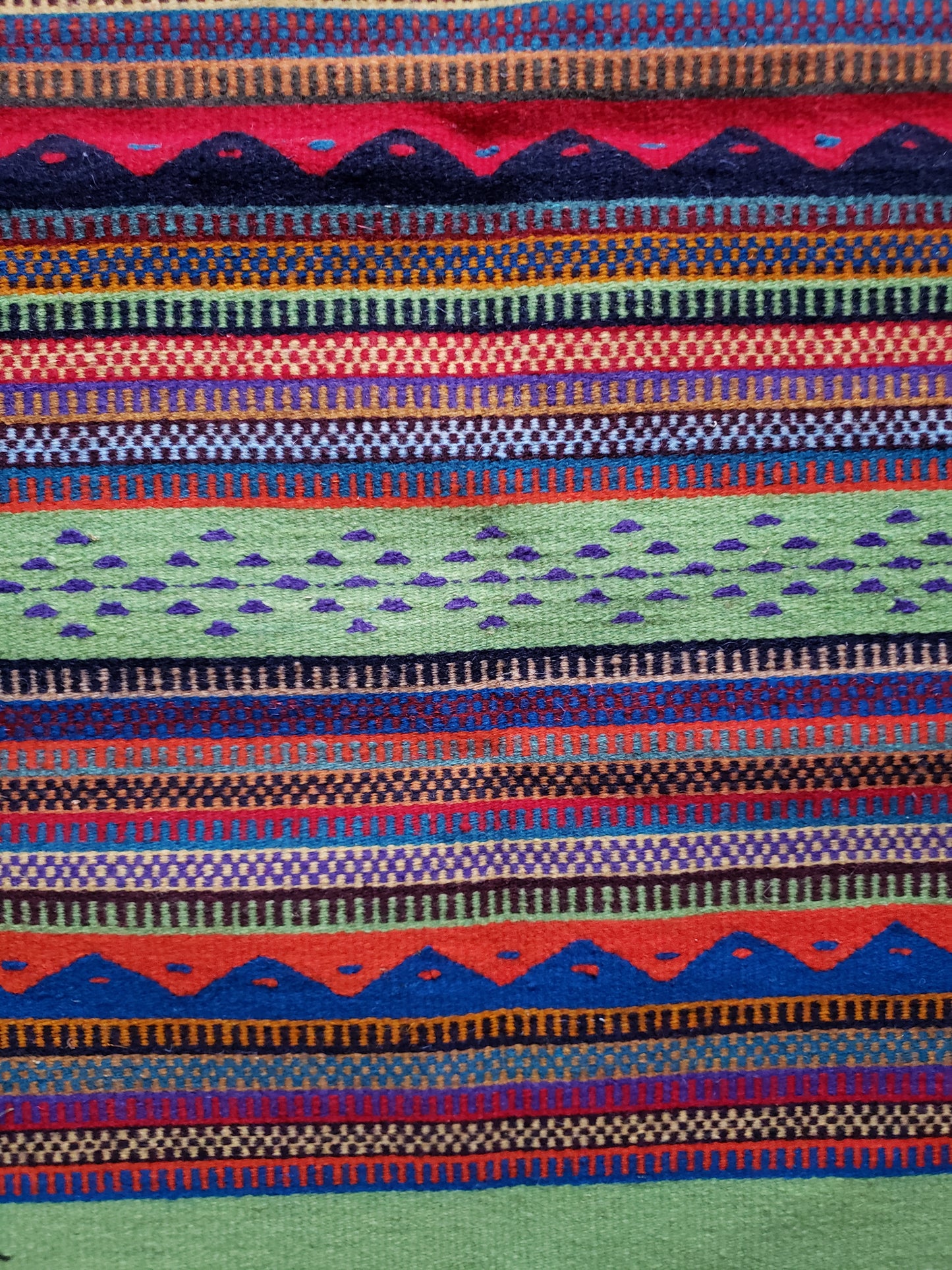 Zapotec Oaxacan Hand Woven Geometric Floor Mat Rug Reversible