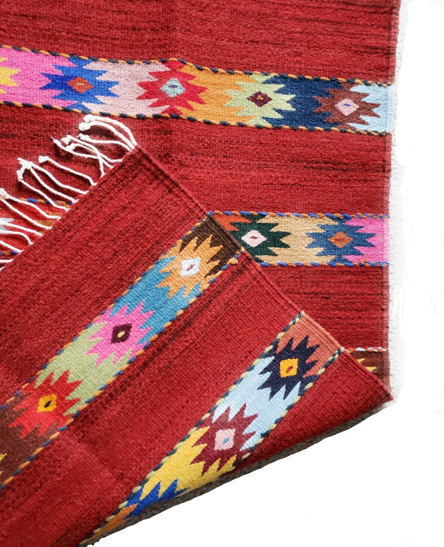 Zapotec Oaxacan Hand Woven Geometric Floor Mat Rug Reversible