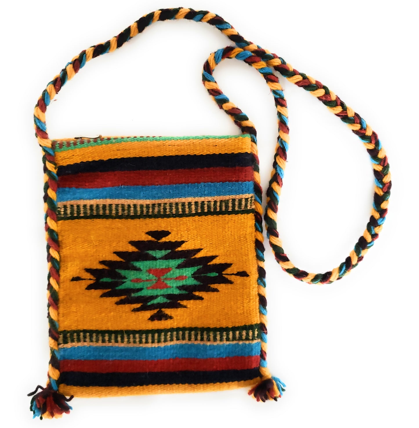 Mexican Shoulder Bag Zapotec Woven Wool Purse Oaxaca Handmade