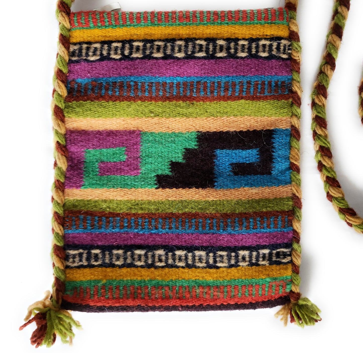 Mexican Shoulder Bag Zapotec Woven Wool Purse Oaxaca Handmade