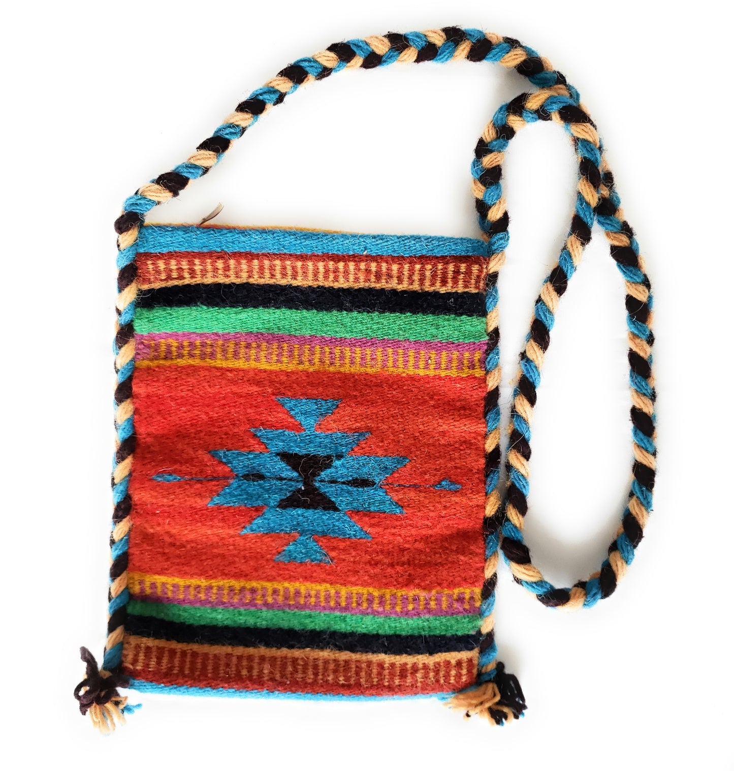Mexican Shoulder Bag Zapotec Woven Wool Purse Oaxaca Handmade