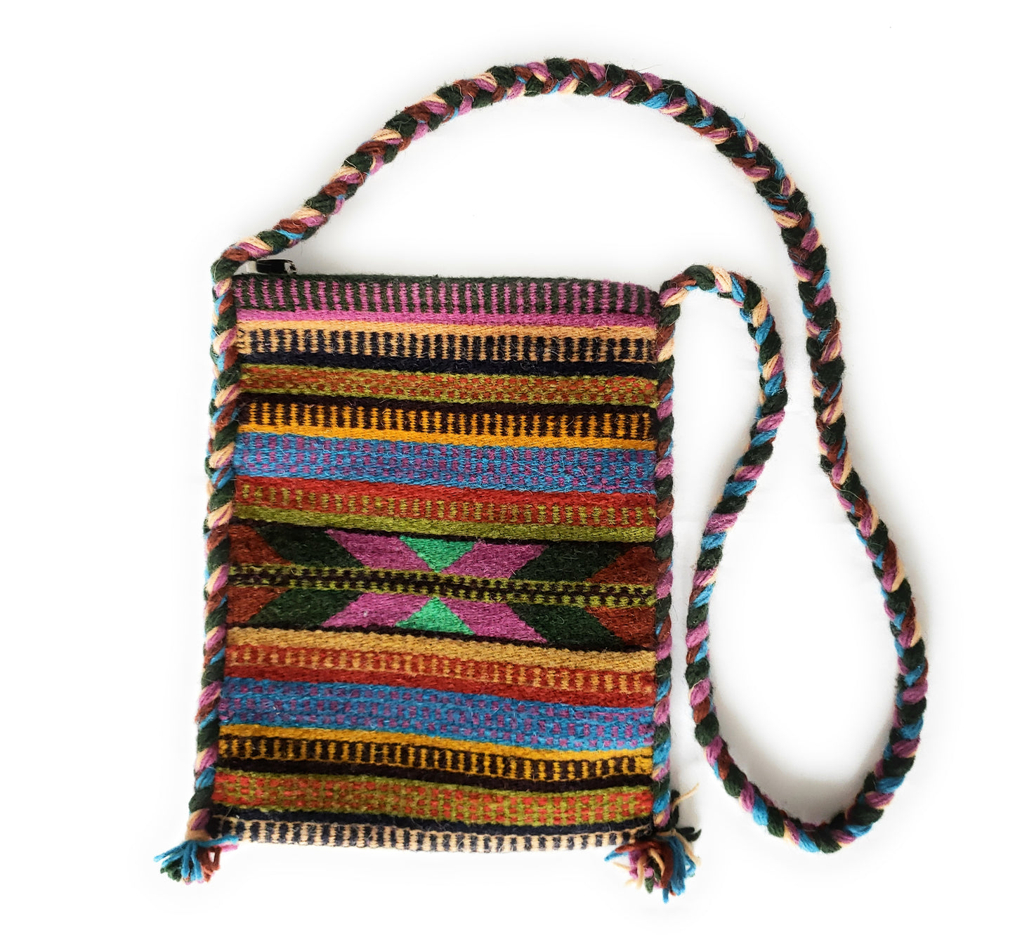 Mexican Shoulder Bag Zapotec Woven Wool Purse Oaxaca Handmade