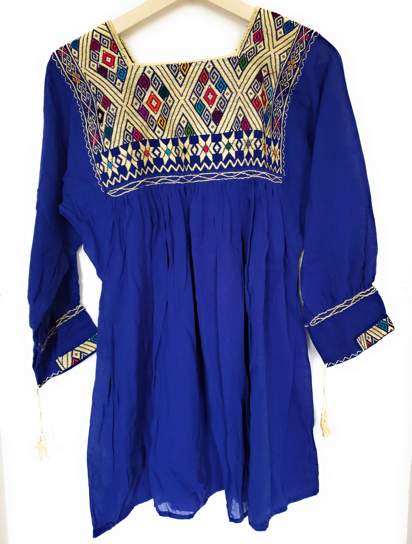 Mexican Traditional Embroidered Geometric Shirt top Mayan