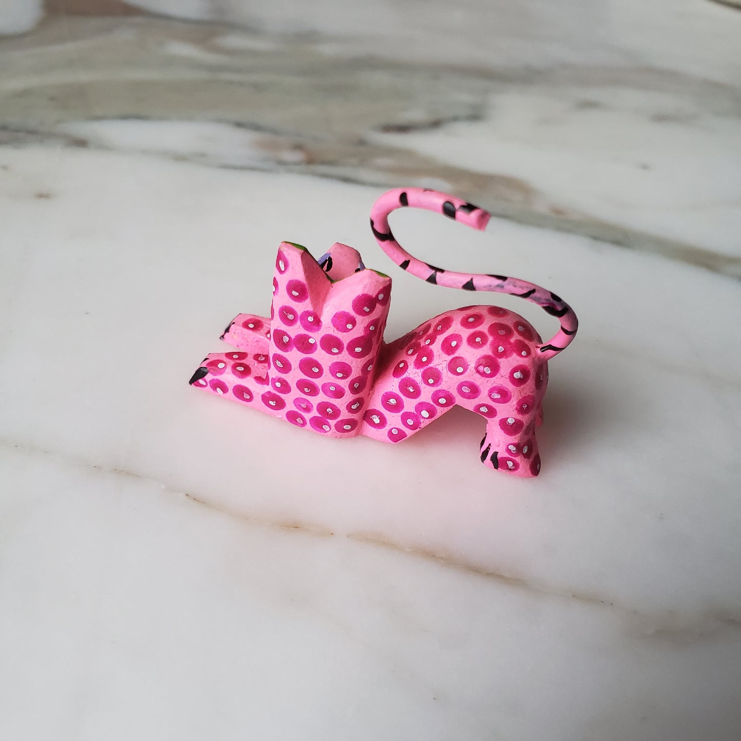 Oaxacan Alebrije Cat Mini Wood Carving Mexican Hand Painted