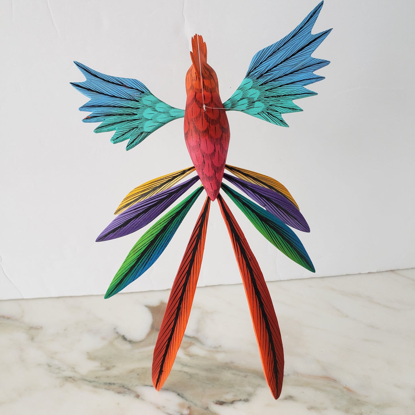 Colorful Quetzal Alebrije Wood Carving Oaxacan Folk Art