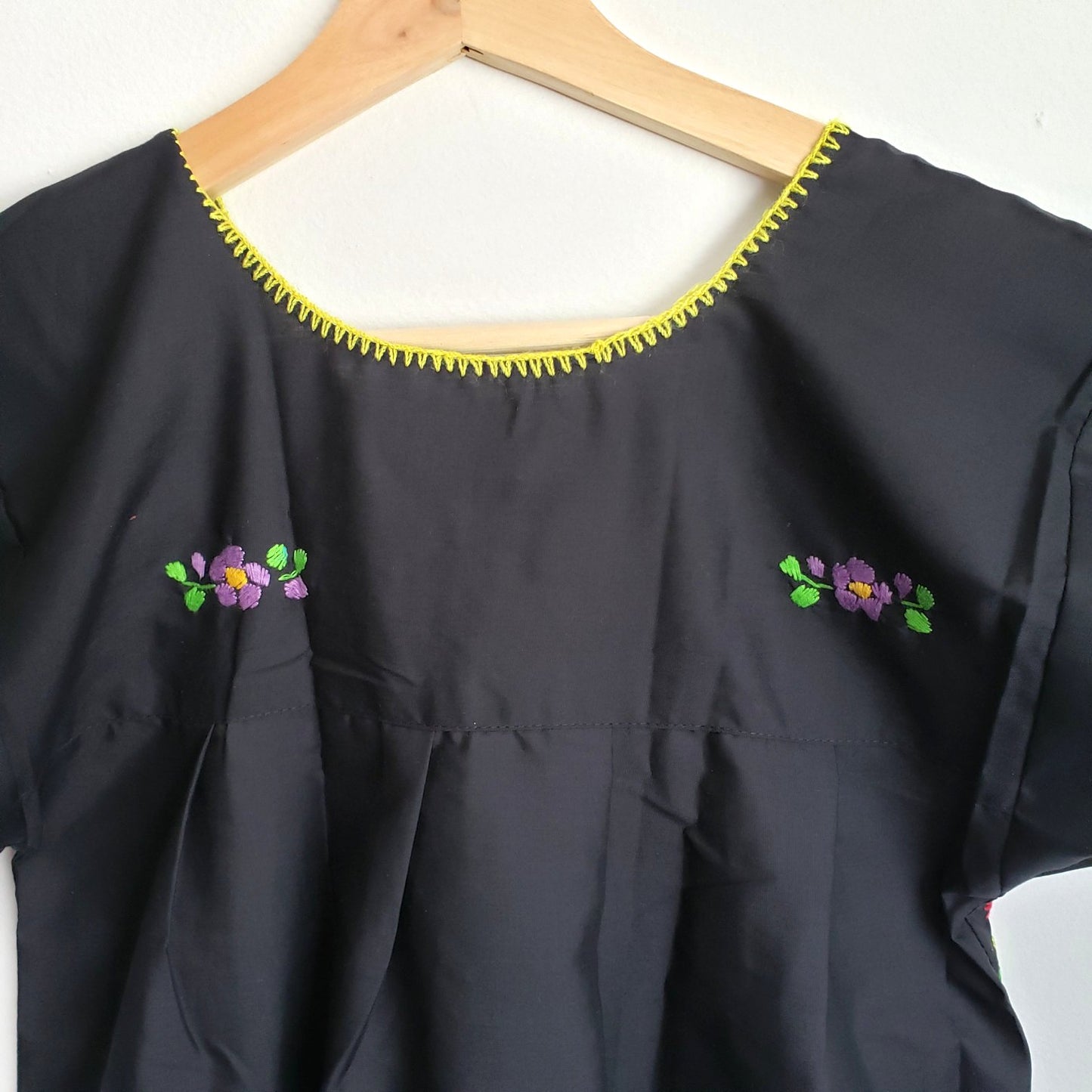 Peasant Hand Embroidered Floral Mexican Dress