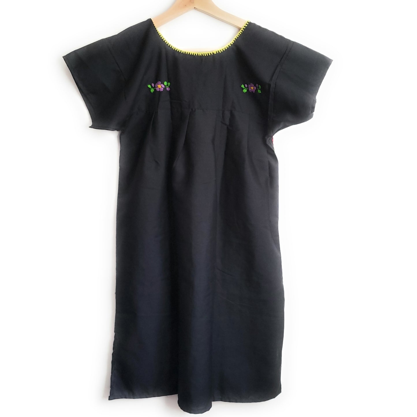 Peasant Hand Embroidered Floral Mexican Dress